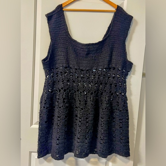 Black hand-crocheted swimsuit cover up - Plus sizes 2-4X - Picture 2 of 3